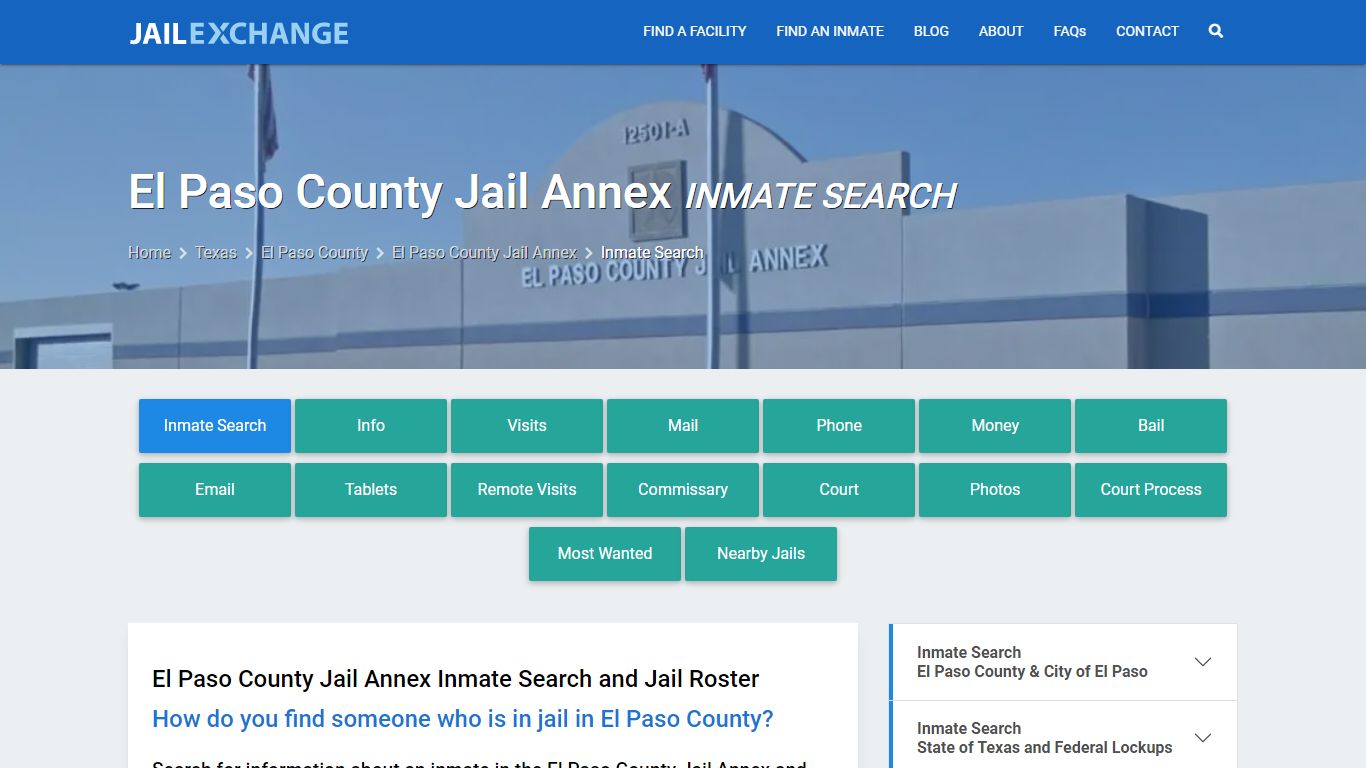 El Paso County Jail Annex Inmate Search - Jail Exchange